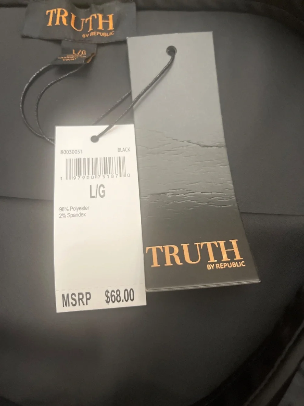 NWT Truth by Republican Satin Fabric Skirt in Black. Sz. Lg.